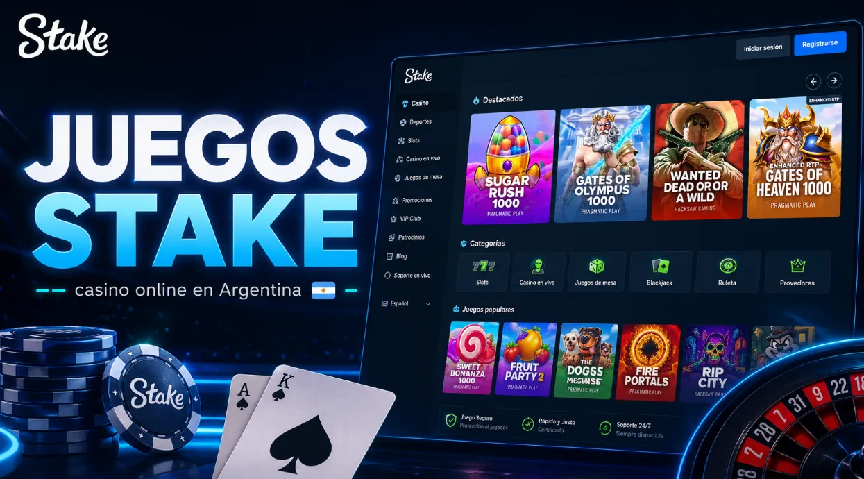 Juegos de Stake para Argentina con Casino en Vivo, Mesas y Slots